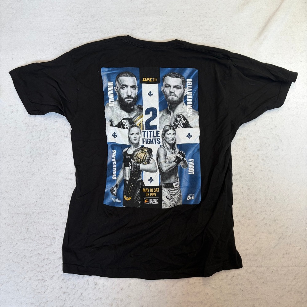UFC T-Shirt Mens XL Black UFC 315 2 Title Fights Graphic Event Tee